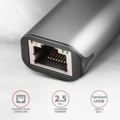 Karta sieciowa AXAGON ADE-25R 2.5 Gigabit Ethernet USB-A 3.2 szara