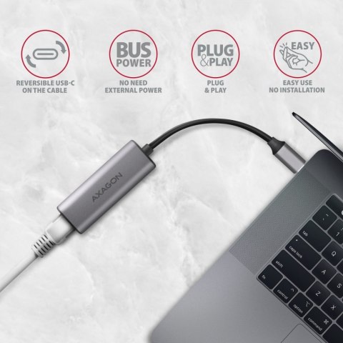 Karta sieciowa AXAGON ADE-25RC 2.5 Gb Ethernet USB-C 3.2 Gen 1 szara