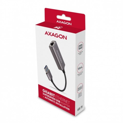 AXAGON ADE-TR Karta sieciowa Gigabit Ethernet USB-A 3.2 Gen 1 metalowa szarość