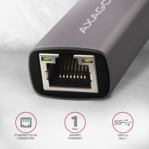 Adapter AXAGON ADE-TRC Gigabit Ethernet USB-C 3.2 metalowy tytanowa szarość