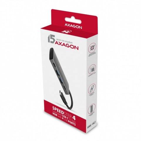 Hub AXAGON HMC-4G2 USB-C 10Gbps 4 porty 2xUSB-A 2xUSB-C kompaktowy