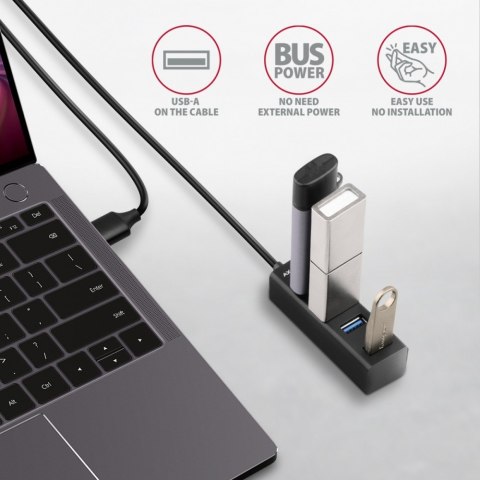 Hub AXAGON HUE-M1AL 4-portowy metalowy USB 3.2 Gen 1 z kablem 1.2m