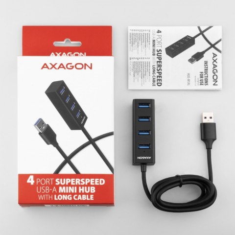 Hub AXAGON HUE-M1AL 4-portowy metalowy USB 3.2 Gen 1 z kablem 1.2m