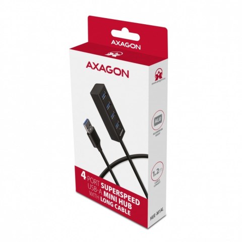 Hub AXAGON HUE-M1AL 4-portowy metalowy USB 3.2 Gen 1 z kablem 1.2m