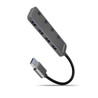 Hub AXAGON HUE-MSA 4-portowy USB 3.2 metalowy z zasilaniem