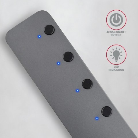 Hub AXAGON HUE-MSA 4-portowy USB 3.2 metalowy z zasilaniem