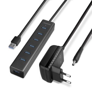 Hub AXAGON HUE-SA7BP 7-portowy USB 3.2 GEN 1 z zasilaniem aluminiowy