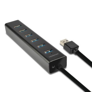 Hub AXAGON HUE-SA7BP 7-portowy USB 3.2 GEN 1 z zasilaniem aluminiowy