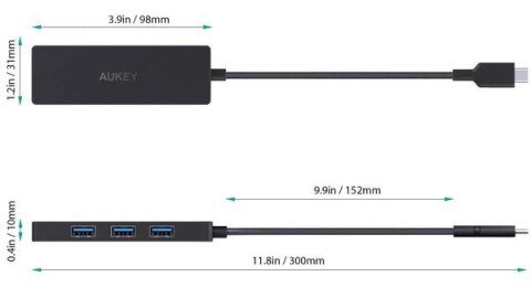 HUB USB-C AUKEY CB-C64 4w1 Ultra Slim 4xUSB 3.1 Prędkość 5 Gb/s