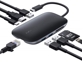 AUKEY CB-C71 aluminiowy HUB USB-C 8w1 z HDMI 4K i Ethernet
