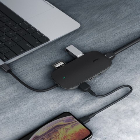 AUKEY CB-C71 aluminiowy HUB USB-C 8w1 z HDMI 4K i Ethernet