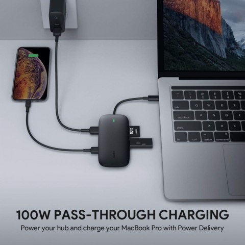 AUKEY CB-C71 aluminiowy HUB USB-C 8w1 z HDMI 4K i Ethernet