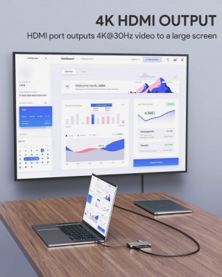 AUKEY CB-C91 HUB USB-C 8w1 aluminiowy z HDMI Ethernet i 3xUSB 3.1