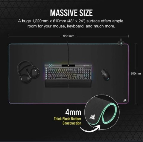 Podkładka pod mysz Corsair MM700 RGB 3XL z podświetleniem idealna do gier