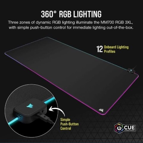 Podkładka pod mysz Corsair MM700 RGB 3XL z podświetleniem idealna do gier