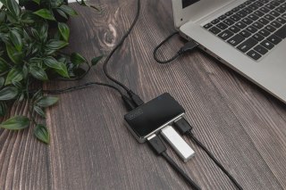 HUB USB 2.0 Digitus 4-portowy aktywny koncentrator czarno-srebrny