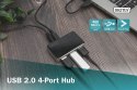 HUB USB 2.0 Digitus 4-portowy aktywny koncentrator czarno-srebrny