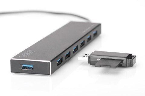 HUB Digitus 7-portowy USB 3.0 aktywny zasilany z aluminium
