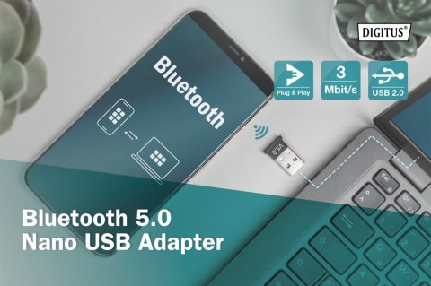 Digitus Mini adapter Bluetooth 5.0 USB szybki do PC notebooków