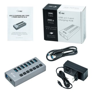 HUB I-tec USB 3.0 7 portów 36W z ładowaniem aktywny szary
