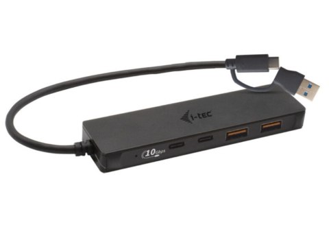 Hub I-tec USB-A/USB-C metalowy 4-portowy z szybkim transferem 10 Gbps