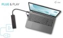 Hub I-tec USB-A/USB-C metalowy 4-portowy z szybkim transferem 10 Gbps