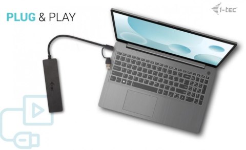 Hub I-tec USB-A/USB-C metalowy 4-portowy z szybkim transferem 10 Gbps