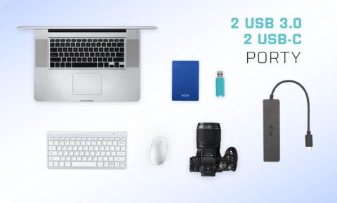 Hub I-tec USB-A/USB-C metalowy 4-portowy z szybkim transferem 10 Gbps