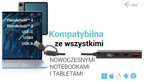 Hub I-tec USB-A/USB-C metalowy 4-portowy z szybkim transferem 10 Gbps