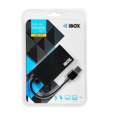 IBOX Hub USB 3.0 4-portowy slim Czarny z szybkim transferem