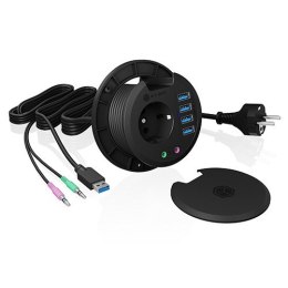 IcyBox Hub biurkowy IB-HUB1430 80mm 4x USB 3.0 audio 220V