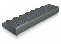 HUB USB IcyBox IB-HUB1701-C3 7x Type-A z włącznikiem i ładowarką