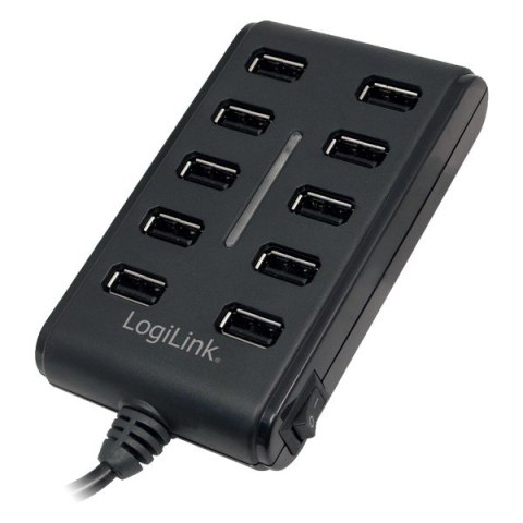 HUB USB LogiLink 10-Portowy 2.0 z włącznikiem ON/OFF czarny