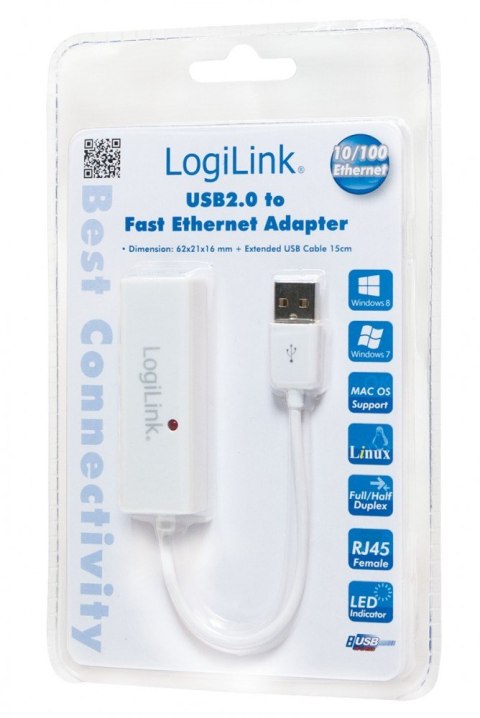 LogiLink Adapter Fast Ethernet RJ45 USB 2.0 szybki transfer