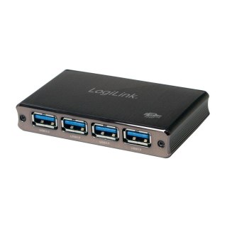Hub USB 3.0 LogiLink 4 portowy aluminiowy zasilany czarny