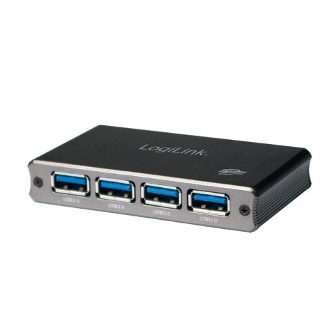Hub USB 3.0 LogiLink 4 portowy aluminiowy zasilany czarny