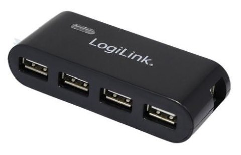 HUB USB 2.0 LogiLink 4 portowy zasilacz czarny aktywny