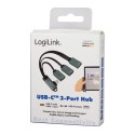LogiLink Hub USB 3.2 USB-C 90° 3xUSB-A 0.15m szybki adapter