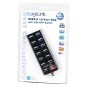 LogiLink Hub USB 2.0 13-portowy aktywny czarny z wyłącznikiem