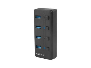 Hub USB Natec Mantis 4 porty zasilany aktywny USB 3.0 czarny