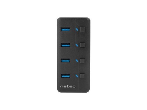 Hub USB Natec Mantis 4 porty zasilany aktywny USB 3.0 czarny