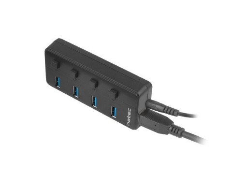 Hub USB Natec Mantis 4 porty zasilany aktywny USB 3.0 czarny