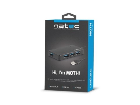 Natec Moth koncentrator USB 4 porty 3.0 czarny funkcjonalny hub