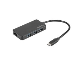 Natec Silkworm USB Hub 4 porty czarny USB 3.0 praktyczny i kompaktowy