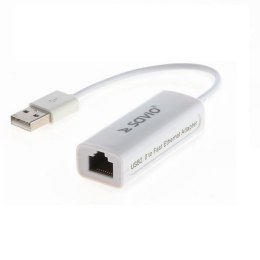 Savio Adapter USB LAN 2.0 Fast Ethernet RJ45 z prędkością do 100Mbps