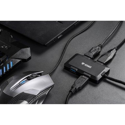 YENKEE Hub ładujący 4 porty USB 3.0 szybki czarny rozdzielacz