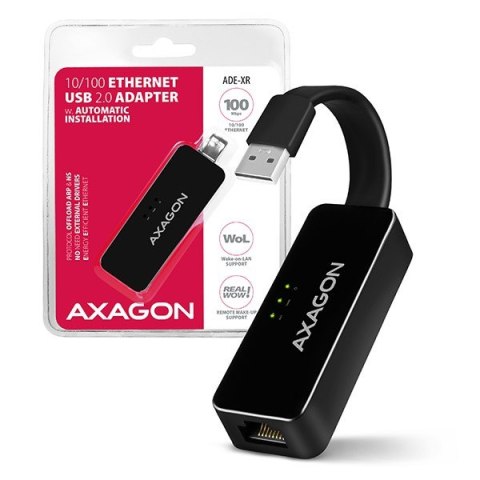 Adapter AXAGON ADE-XR USB2.0 Fast Ethernet 10/100Mbit kompaktowy
