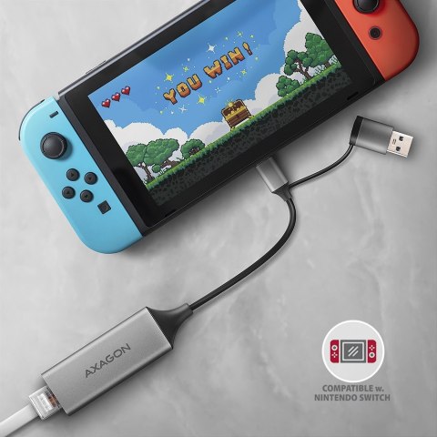 AXAGON ADE-TXCA Karta sieciowa Gigabit Ethernet USB-C z adapterem USB-A