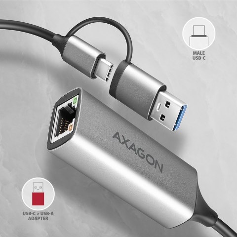 AXAGON ADE-TXCA Karta sieciowa Gigabit Ethernet USB-C z adapterem USB-A