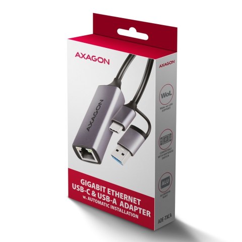 AXAGON ADE-TXCA Karta sieciowa Gigabit Ethernet USB-C z adapterem USB-A